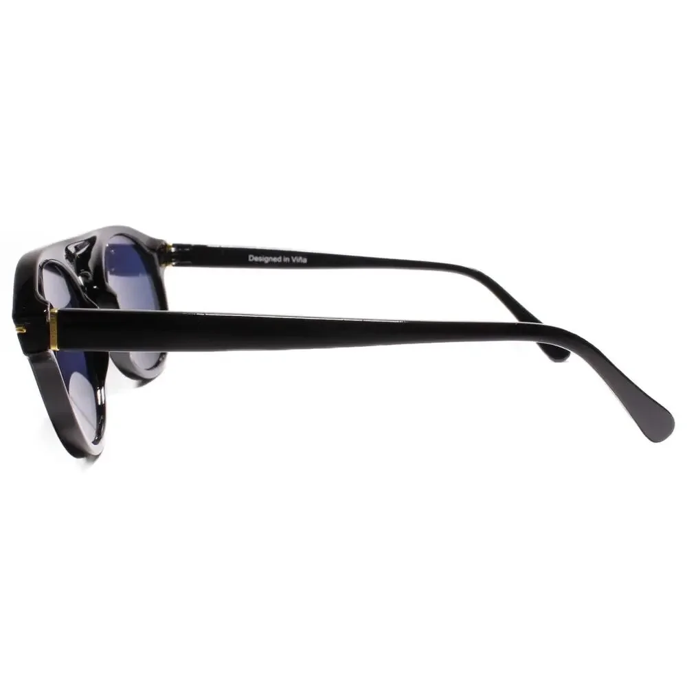 Mens Womens Red Mirrored Lens Vintage Retro Circle Indie Black Round Sunglasses